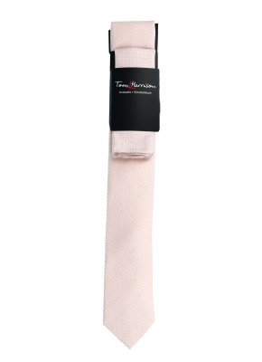 Tom Harrison Set Krawatte mit Einstecktuch Uni Struktur One Size